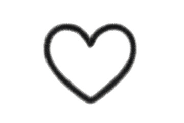 Black furry heart outline symbol on transparent background