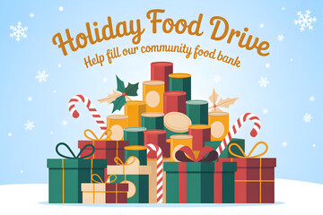 Holiday food drive encouraging community donations for charity