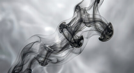 Black Smoke Swirls Abstract Background with Soft Gray Hues image photo