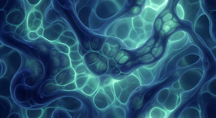 Bioluminescent Blue and Green Organic Network Abstract cellular