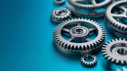 Metal gears connecting, representing system engineering and technology