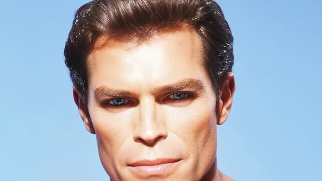 Portrait evolutionary transformation. A monkey turns into a Human. The chimpanzee (Pan troglodytes) is slowly turning into an adult male (Homo sapiens).