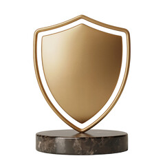 elegant gold shield award with soft lighting and subtle shadows