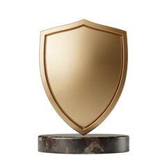 premium matte metallic shield trophy on polished marble base