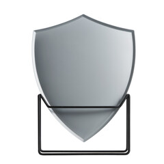 modern minimalist shield trophy with frosted glass and black base