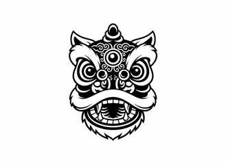 Chinese Lion Head Mask Vector