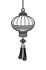 Traditional Chinese Lantern Black White Vector