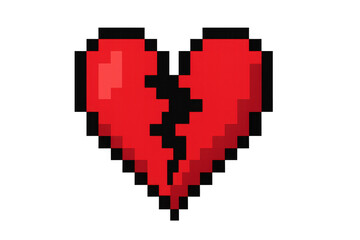 Obraz premium Pixel art broken red heart representing heartbreak