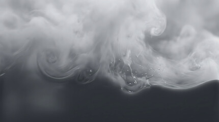 Swirling White Smoke Over Dark Liquid Surface With Droplets vapor mist
