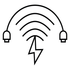 Wireless network icon sign. Fast charge symbol. Battery charge simple outline signs. Vector illustration.