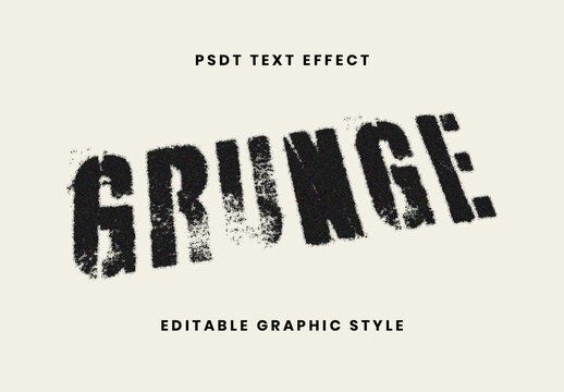 Black Printed Stamp Text Effect Grunge Spray Stencil Font