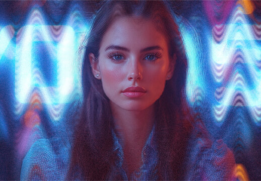 Blue And Pink Frequency Wave Photo Effect