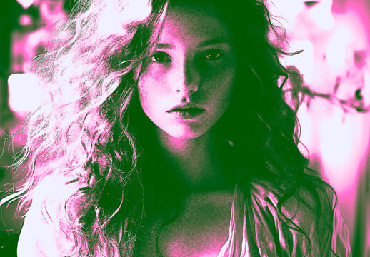 Green And Magenta Risograph Photo Effect