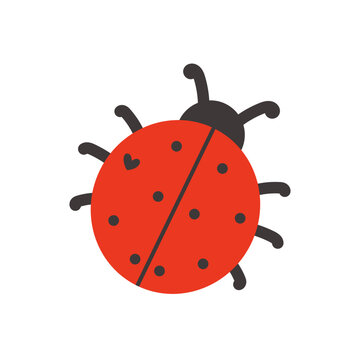 Vector illustration of a cute ladybug. Minimal and playful design perfect for spring themes, children projects, stickers, educational materials, and greeting cards