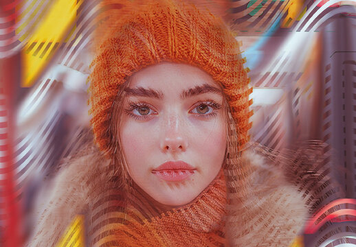 Orange And Beige Frequency Wave Photo Effect