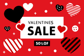 Valentines day sale 50 percent off hearts