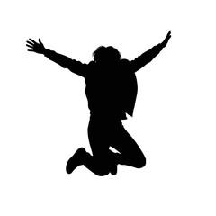 Jumping Man Silhouette &ndash; Happy Celebration Freedom Action Vector Icon