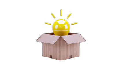 Idea Concept: Light Bulb Emerging From a Box