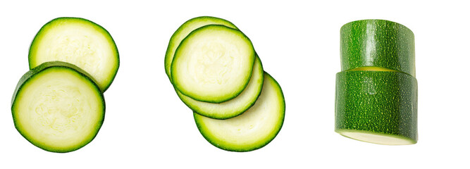 Fresh zucchini slices on transparent background culinary presentation kitchen top view