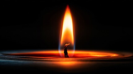 Close-up of candle flame and surrounding darkness