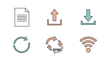 Set of various digital icons for modern communication and data transfer