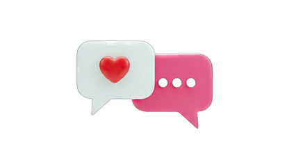 Love Message Concept: Heart in Speech Bubble on White