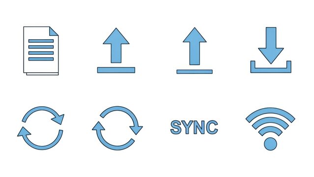 Data transfer and synchronization icons set cloud computing concept digital age - Powered by Adobe