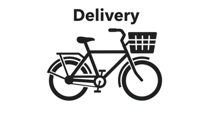 Delivery bicycle icon simple black silhouette for transportation concept