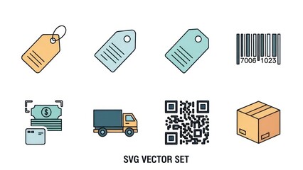 Set of icons representing commerce logistics and delivery concepts for design projects