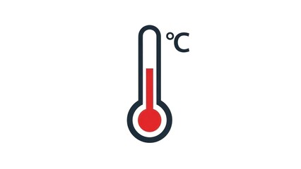 Thermometer icon measuring temperature in celsius against white background