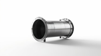 Industrial metal pipe component with flanged ends, showcasing smooth surface and sturdy design.
