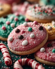 Bright Holiday Sweets Flat Lay with Candy Canes