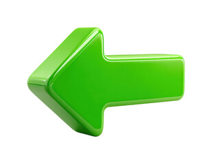 Green Arrow Icon in Modern Design with Bright Glossy Finish on Isolated White Background for Web UI