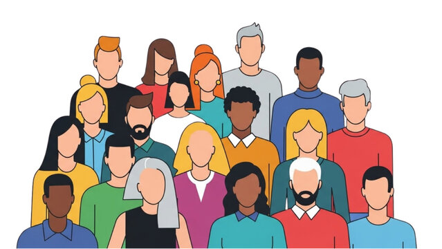 A diverse group of people gathered together in a community setting viewed from the front