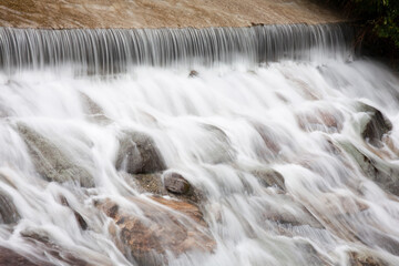 Brembo River flowing through the mountains of Lombardy, Italy