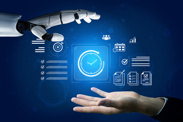 An AI assistant helps with time management by optimizing project schedules. This smart tool sets goals, tracks deadlines, and increases business productivity and efficiency. Fermion