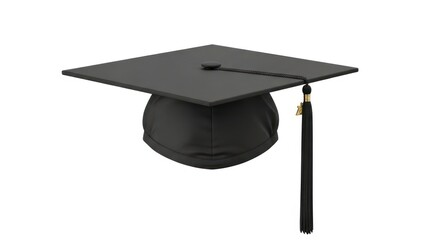 Black graduation mortarboard isolated on white background for education concepts