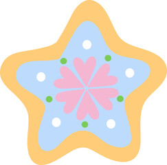 cute star shape gingerbread cookies biscuit vector cartoon illustration