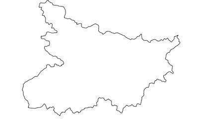 Fototapeta premium Monochrome outline map silhouette of a country on white background