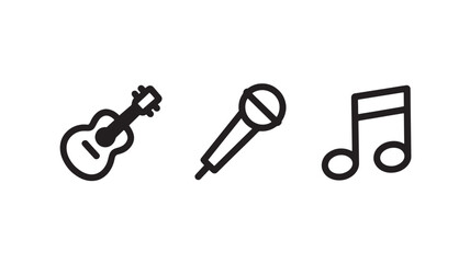Simple Music Icons in Minimalist Style with Black Color on White Background for Web Design
