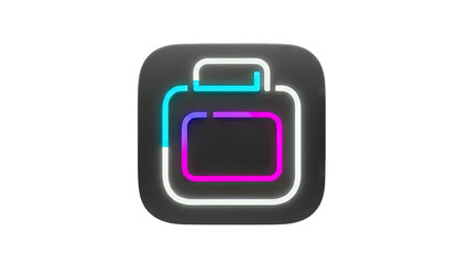 Obraz premium Neon Briefcase Icon on White Background