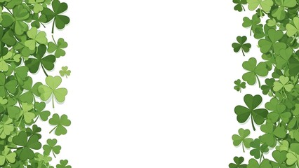 St patrick's day shamrock border design with green clover leaves