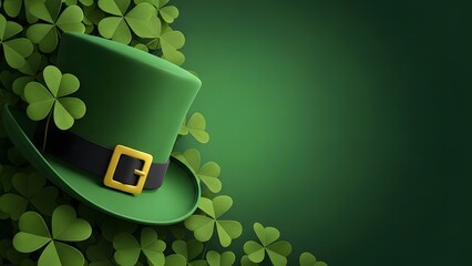 St patrick's day green hat and shamrocks celebration