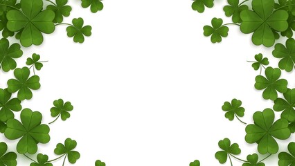 St patrick's day shamrock border design with green leaves on white background