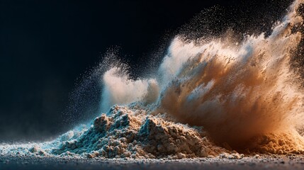 Close-up of flour dust suspended in air