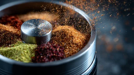Close-up of spice grinder mid-turn, subtle motion blur © fivan