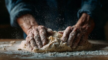 Hands shaping dough off-frame, only movement implied