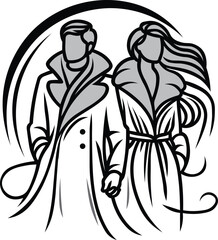 illustration featuring a stylish man and woman