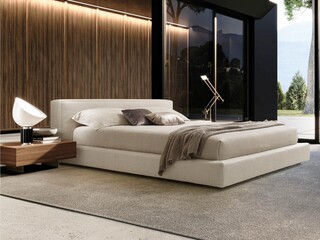 Modern luxury bedroom interior in minimal scandinavian style, 3d render
