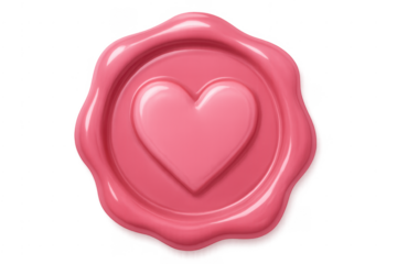 Pink heart wax seal 3d icon celebrating love